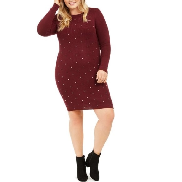 Derek Heart Trendy PlusSize Studded Sweater Dress - Picture 1 of 5
